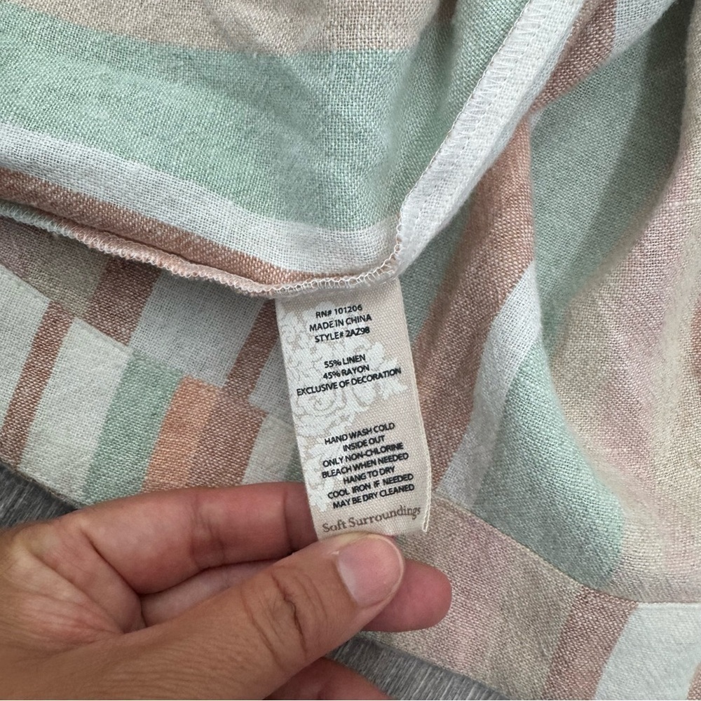 Soft Surroundings Chic Striped Linen Maxi Dress Button Front Relaxed Fit Large - Picture 6 of 12